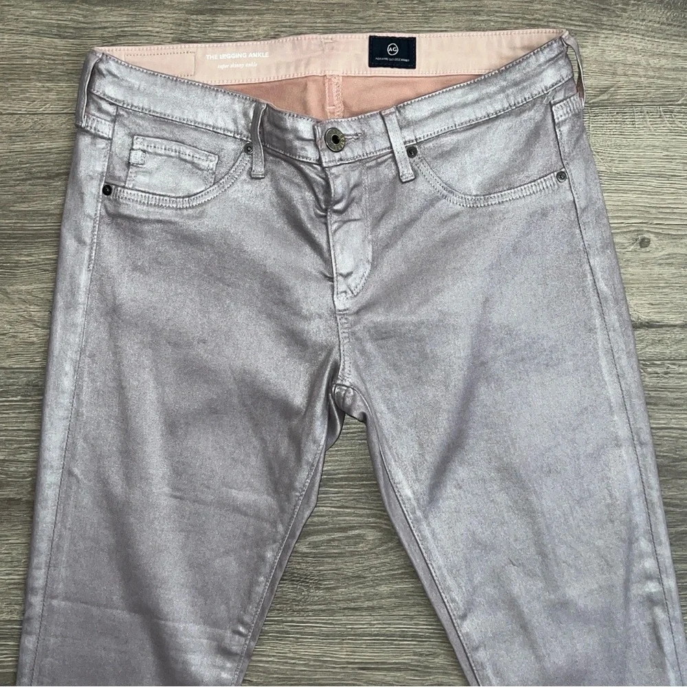 ADRIANO GOLDSCHMIED The Legging Ankle Super Skinny Metallic Pants Size 27 Purple